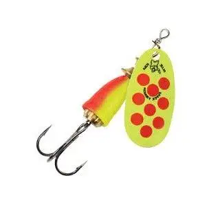 Vibrax Mid Depth Blue Fox Chartreuse / Rød Super Spinner - Str 2